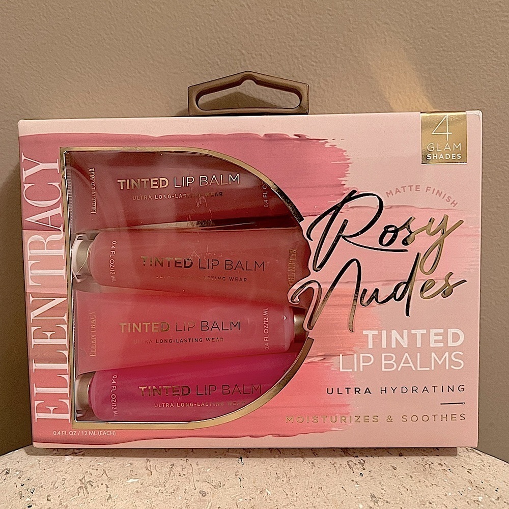 Ellen Tracy 4 piece Rosy Tinted Lip Balm Gloss